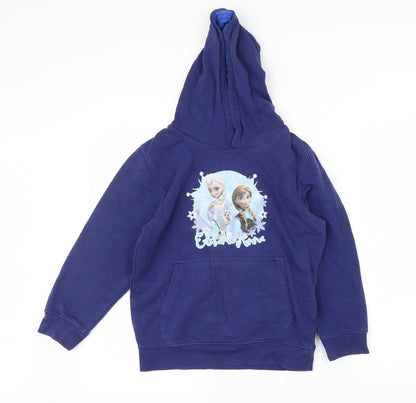 Preloved Preworn Girls Blue   Pullover Hoodie Size 7-8 Years - Front