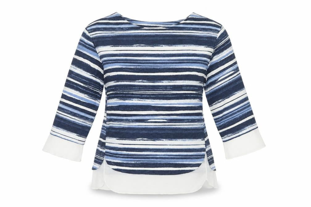 Marks & Spencer Womens Blue Striped  Pullover Jumper Size 10  - Frill detail