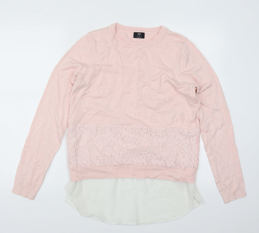 F&F Womens Pink  Lace Pullover Jumper Size 10