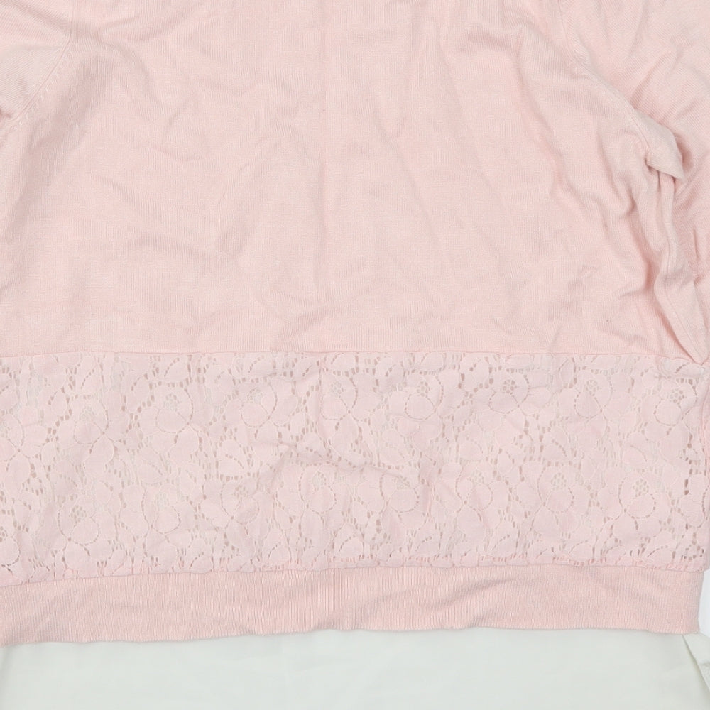 F&F Womens Pink  Lace Pullover Jumper Size 10
