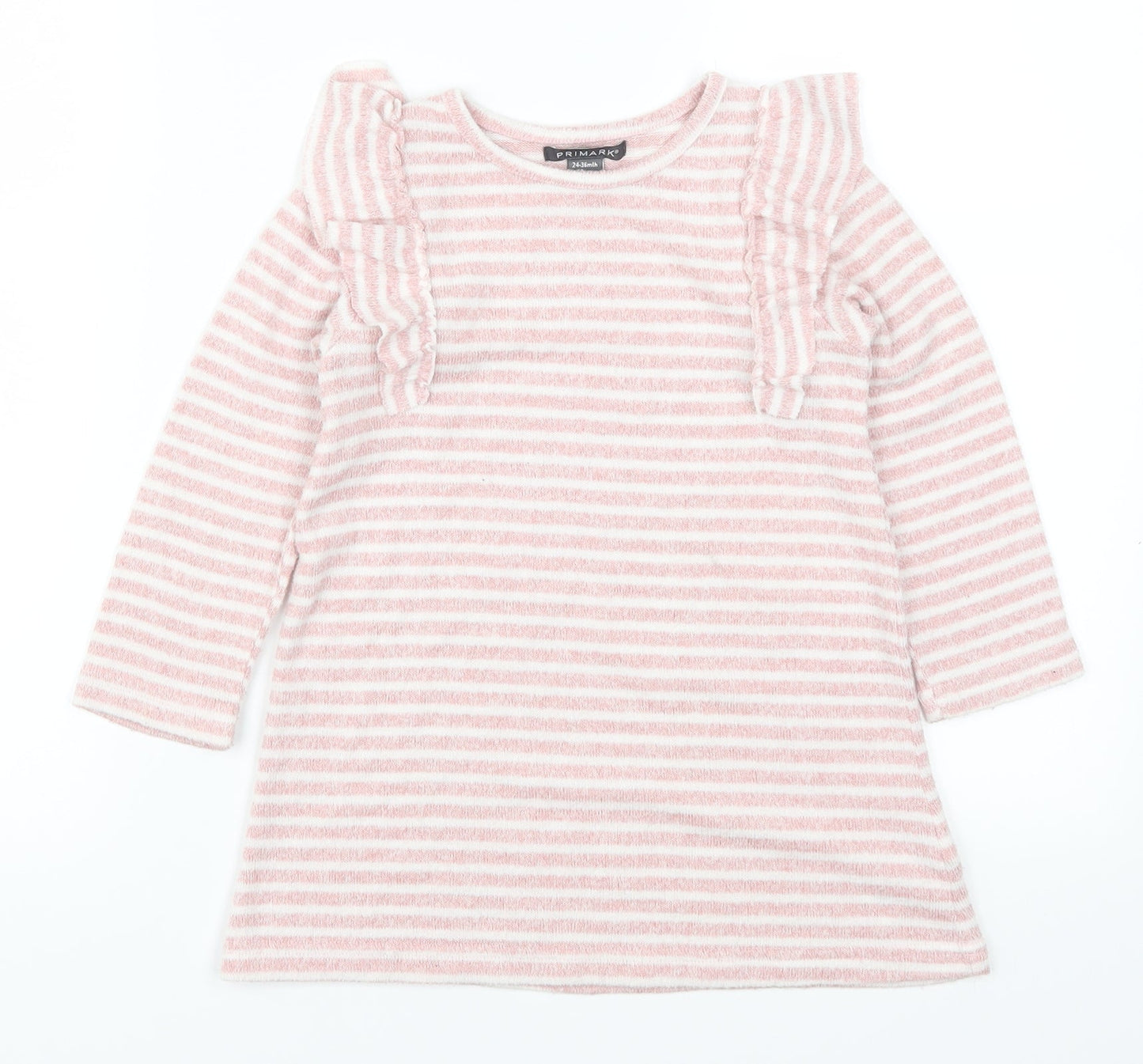 Primark Girls Pink Striped  Basic T-Shirt Size 2-3 Years