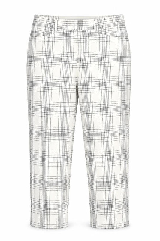 Zara Womens White Check  Cropped Trousers Size S L22 in