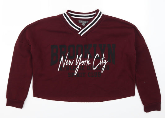 Primark Womens Red   Pullover Sweatshirt Size 6  - Brooklyn New York