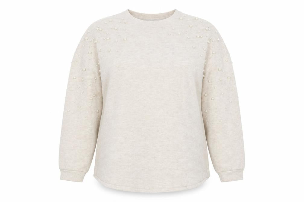Papaya Womens Beige   Pullover Jumper Size 18  - beaded detail