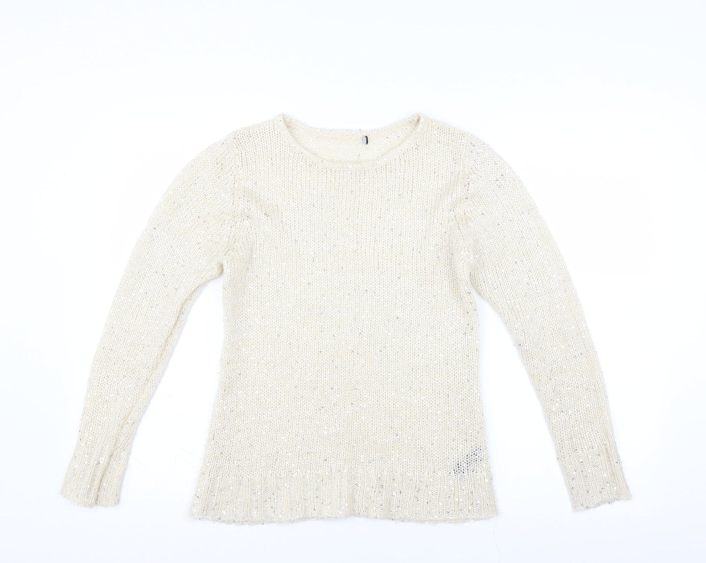 M&Co Womens Ivory   Pullover Jumper Size M  - sequins
