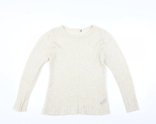 M&Co Womens Ivory   Pullover Jumper Size M  - sequins