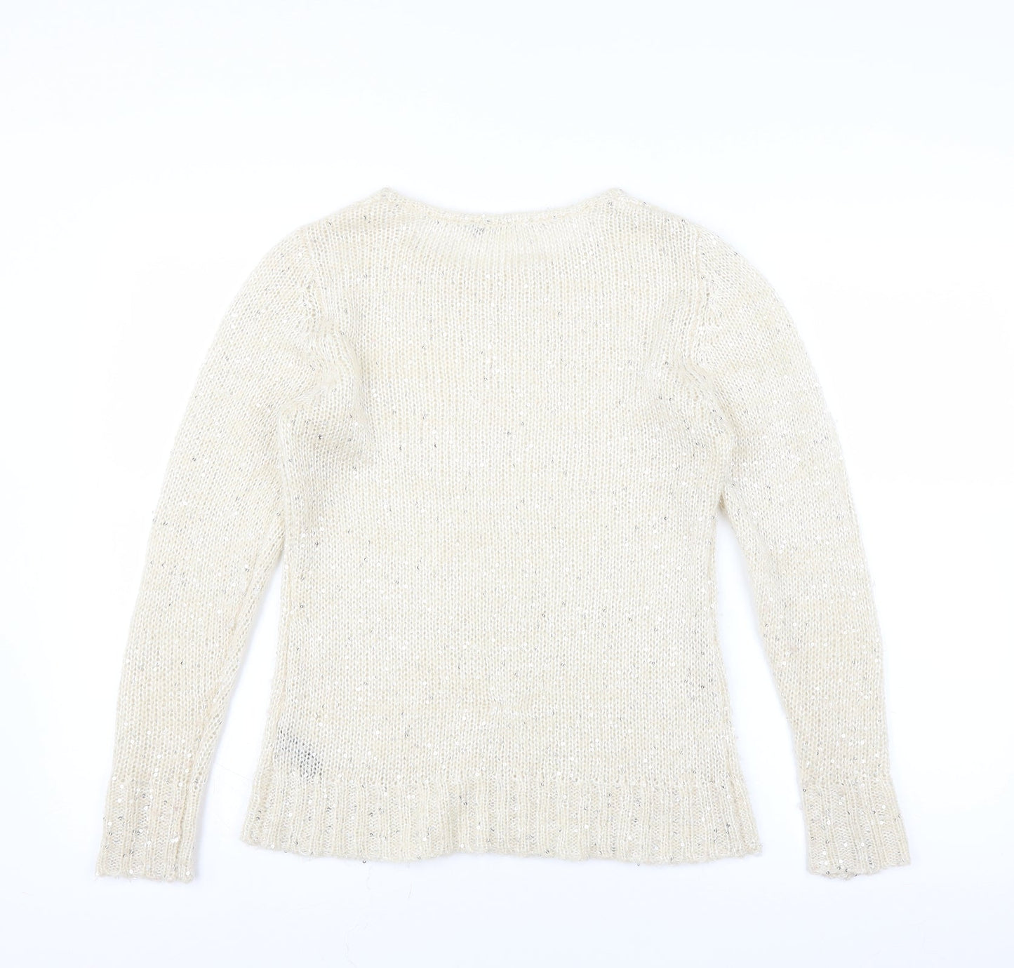 M&Co Womens Ivory   Pullover Jumper Size M  - sequins