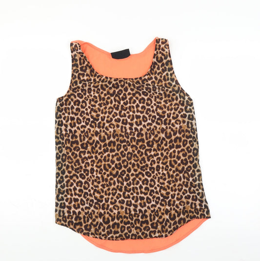 damned delux Womens Brown Animal Print  Basic Tank Size M