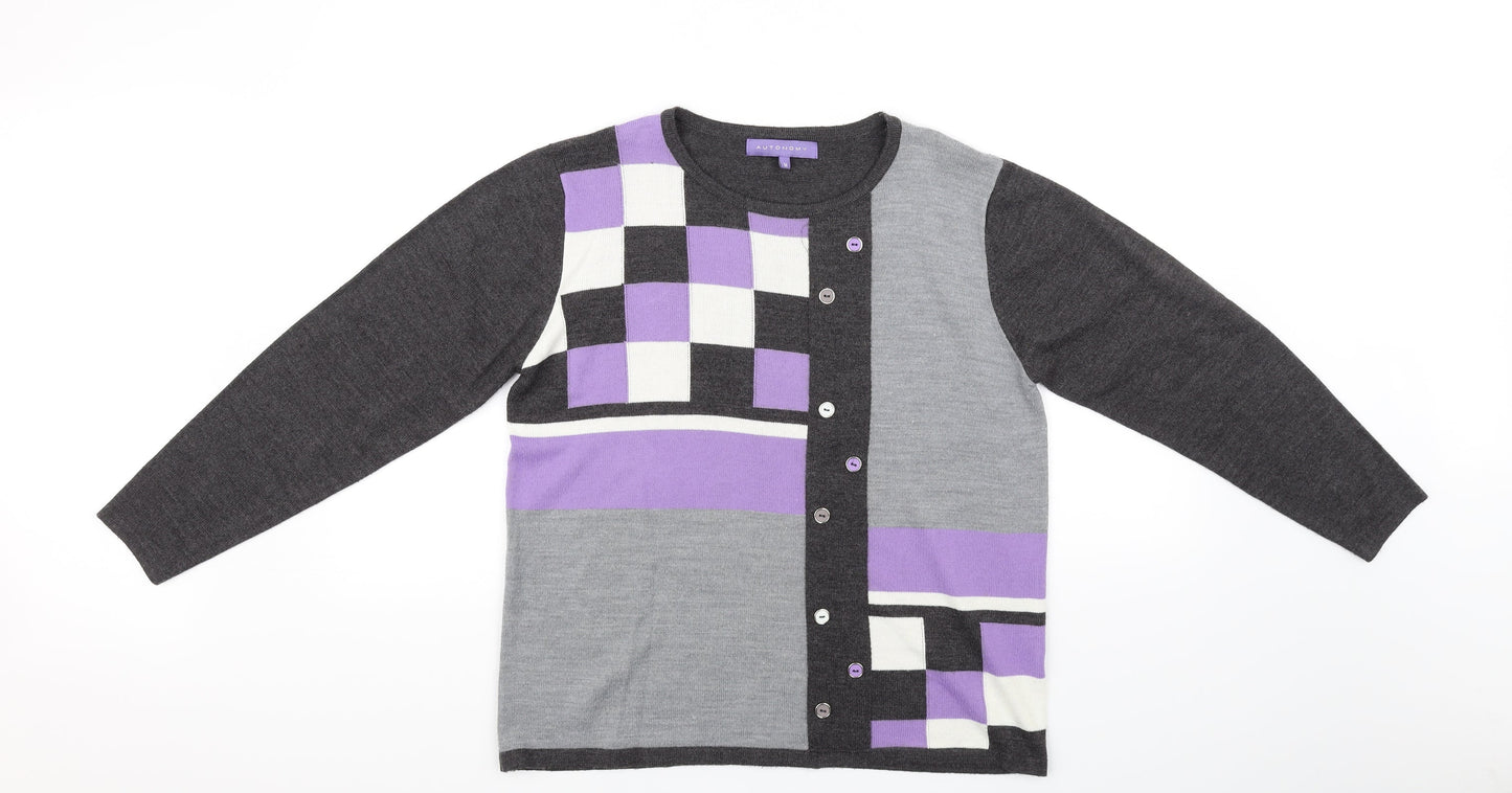 Autonomy Womens Grey Check  Pullover Jumper Size M