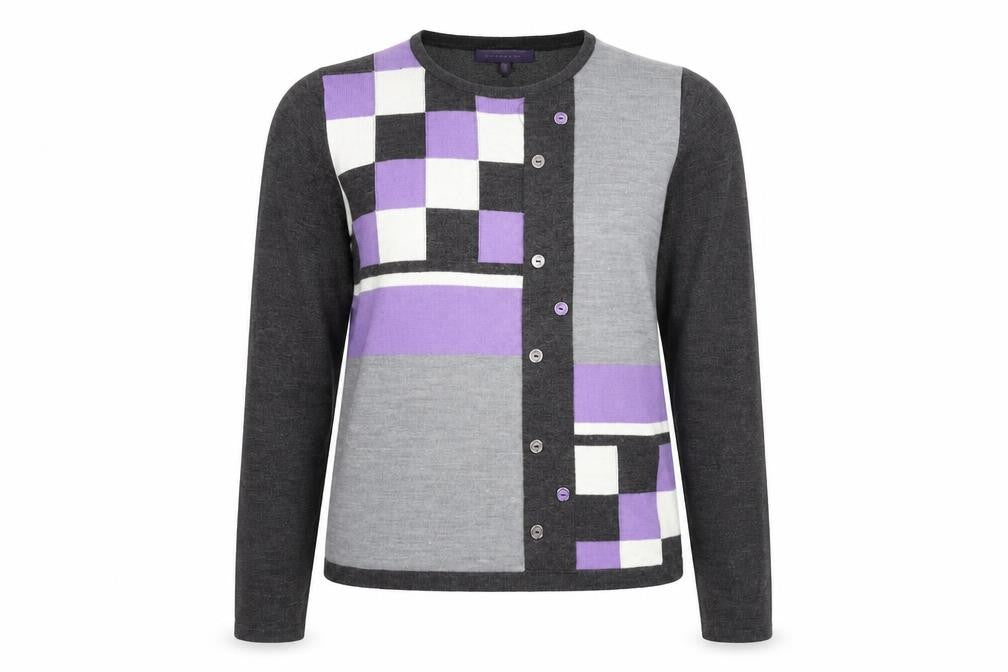 Autonomy Womens Grey Check  Pullover Jumper Size M