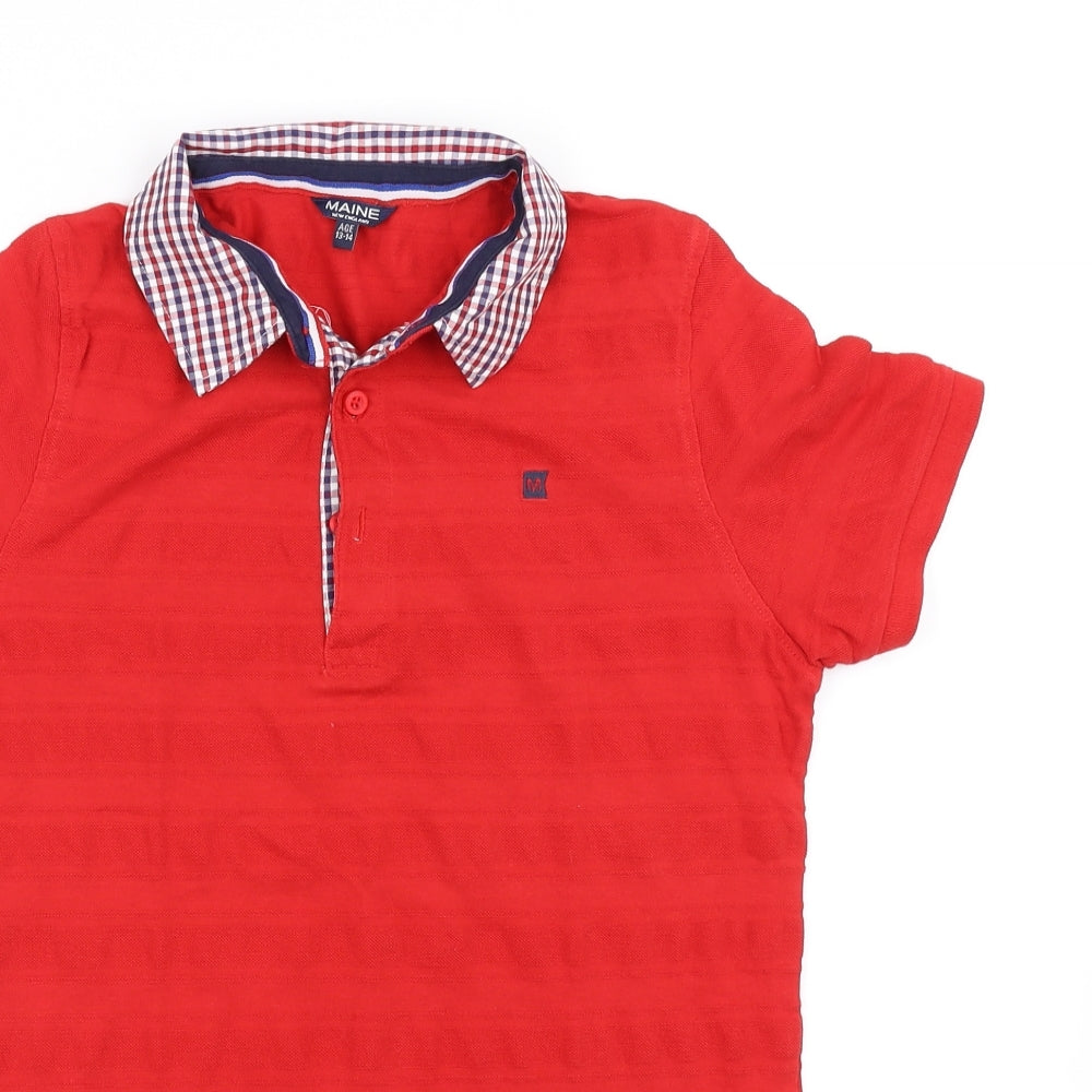Maine Girls Red   Basic Polo Size 13-14 Years