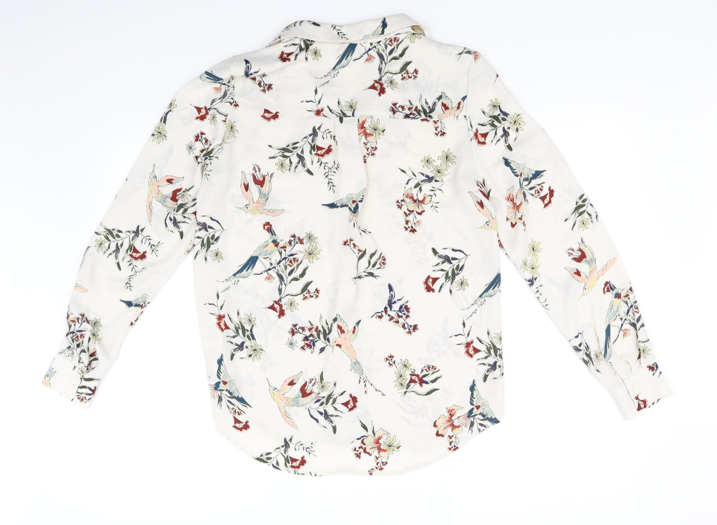 H&M Womens Beige Floral  Basic Button-Up Size 6