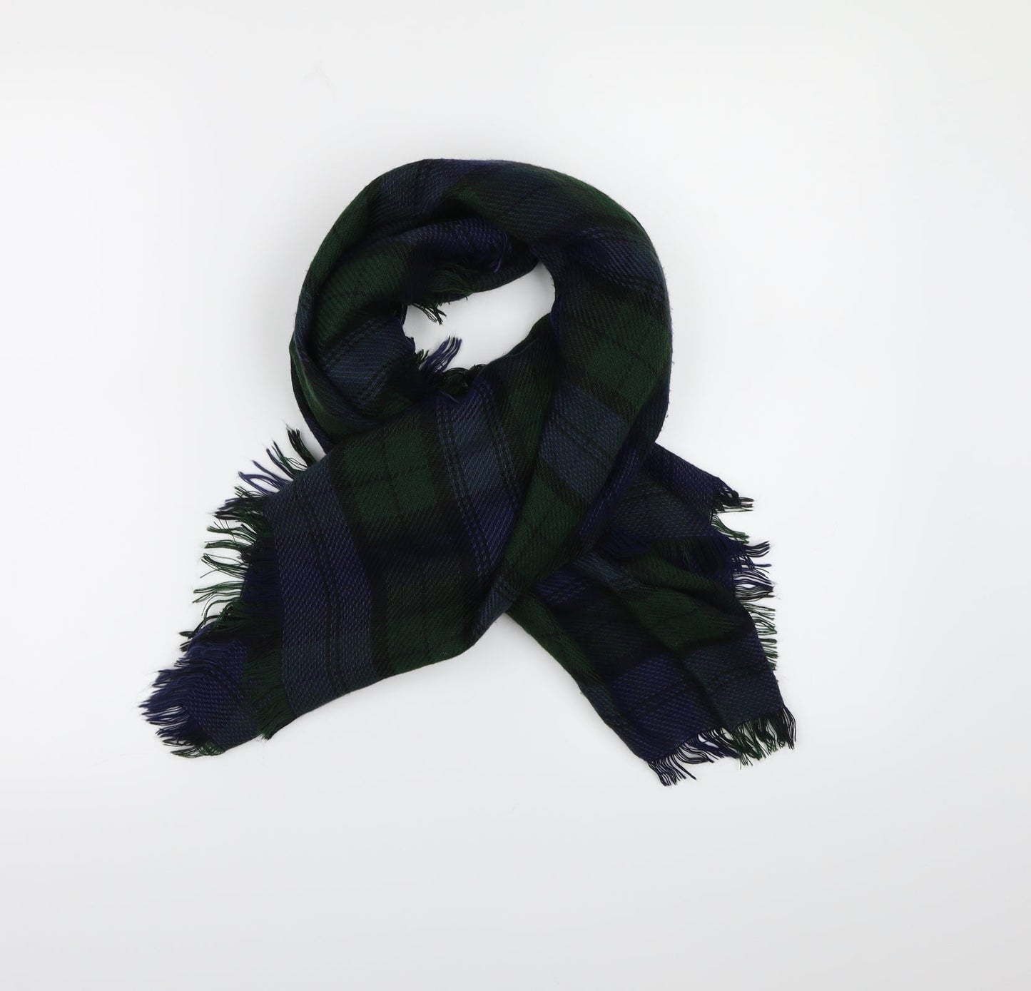 Preworn Womens Blue Check Knit  Scarf