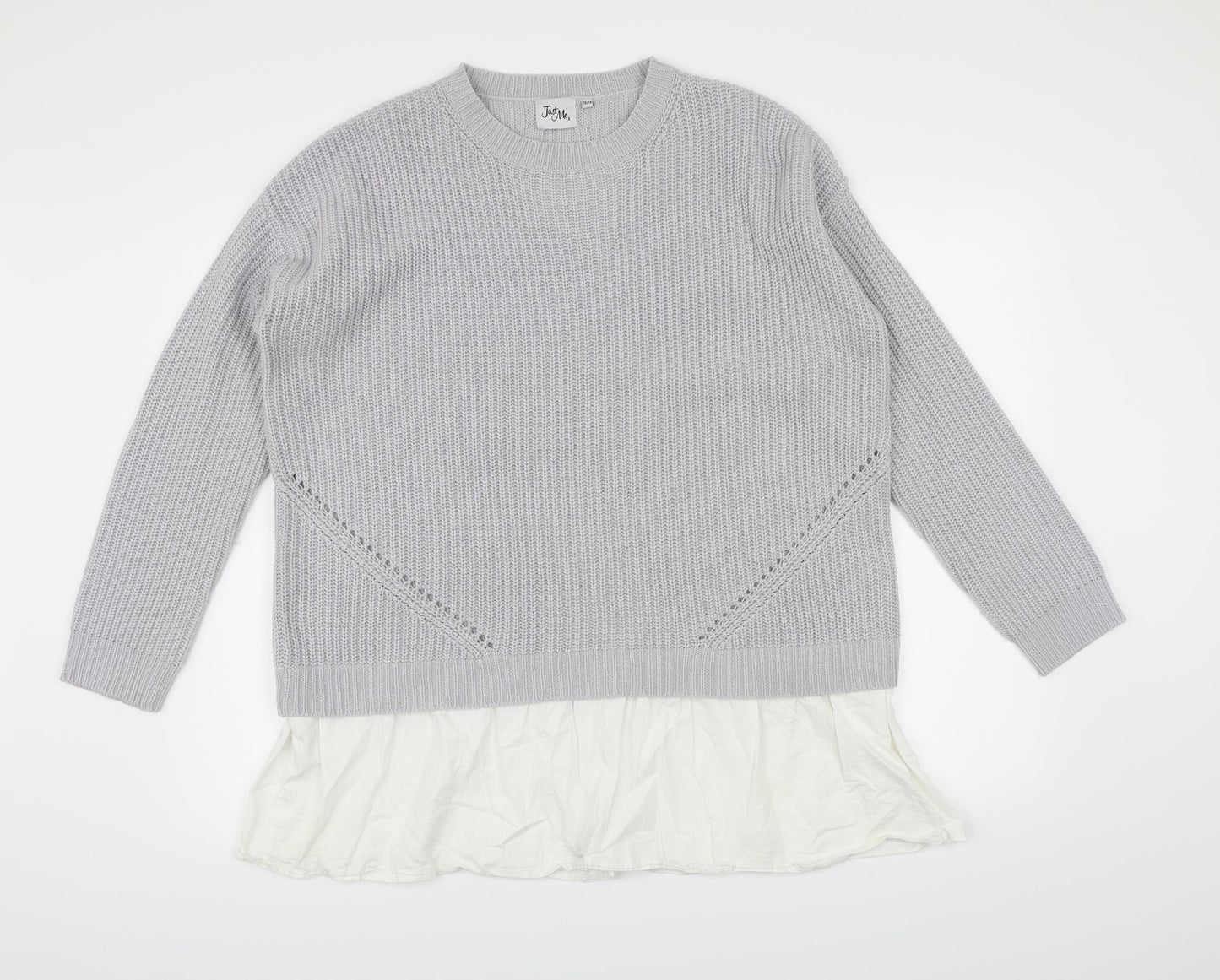 Just Me Womens Grey  Knit Pullover Jumper Size 16