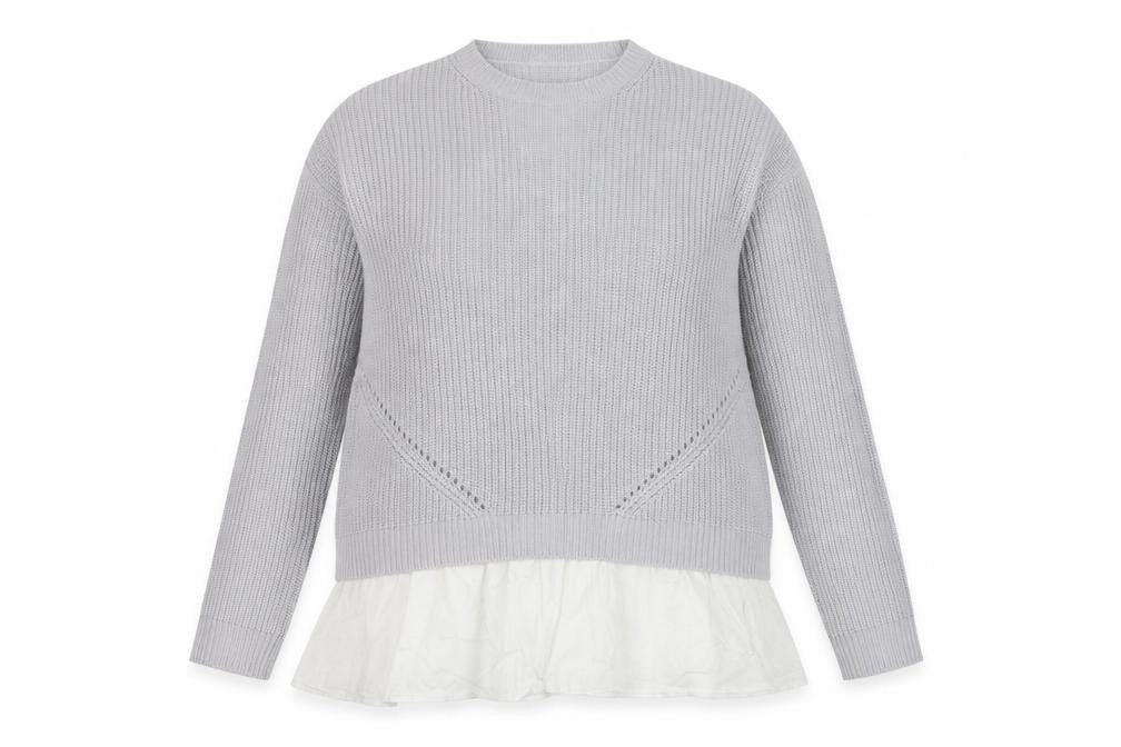 Just Me Womens Grey  Knit Pullover Jumper Size 16