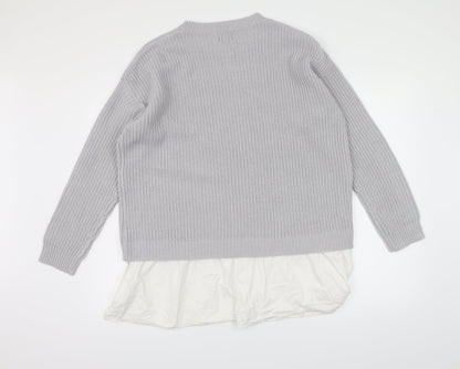 Just Me Womens Grey  Knit Pullover Jumper Size 16