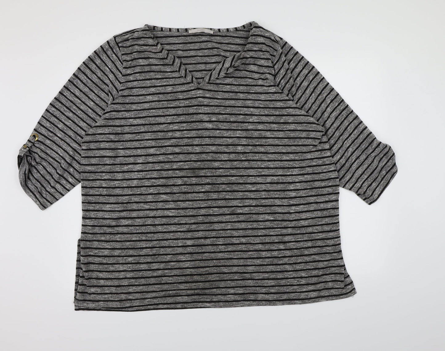 George Womens Grey Striped Knit Pullover Jumper Size 14