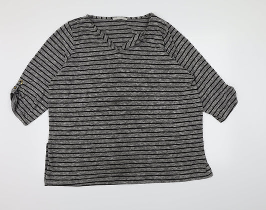 George Womens Grey Striped Knit Pullover Jumper Size 14