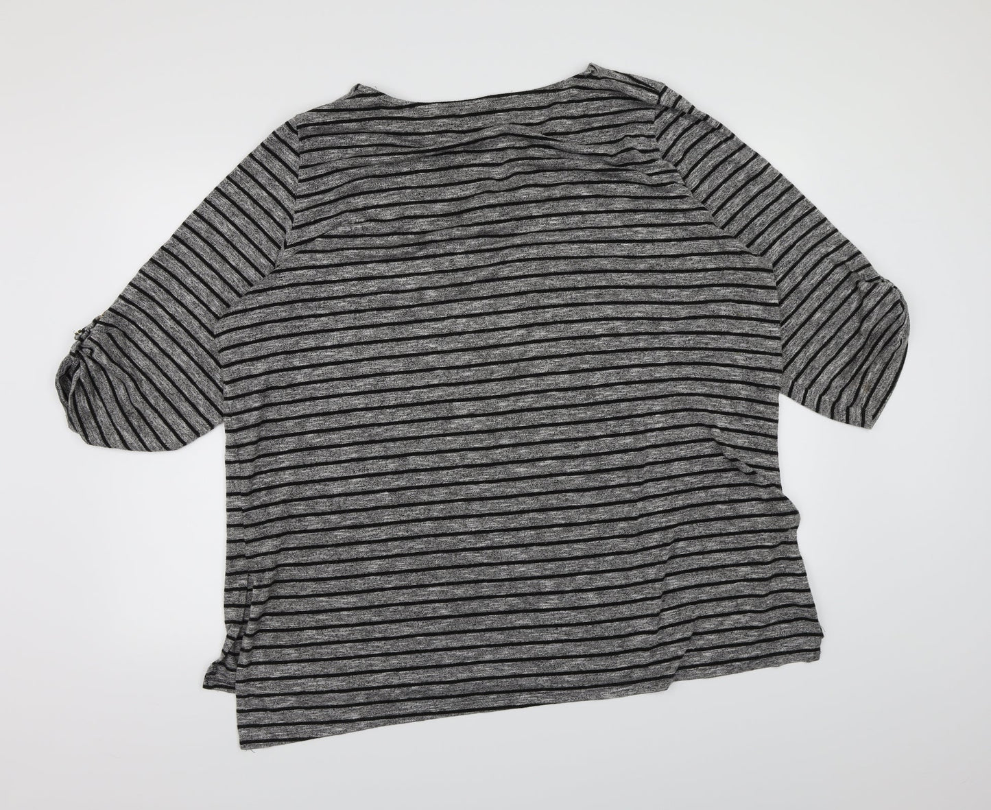 George Womens Grey Striped Knit Pullover Jumper Size 14