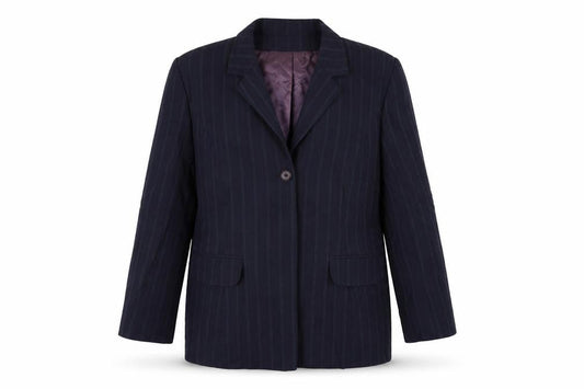 Coast Womens Blue Striped Rayon Jacket Blazer Size 14