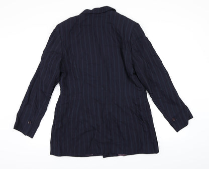 Coast Womens Blue Striped Rayon Jacket Blazer Size 14