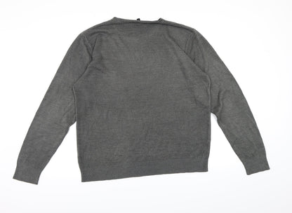 George Mens Grey  Knit Pullover Jumper Size L