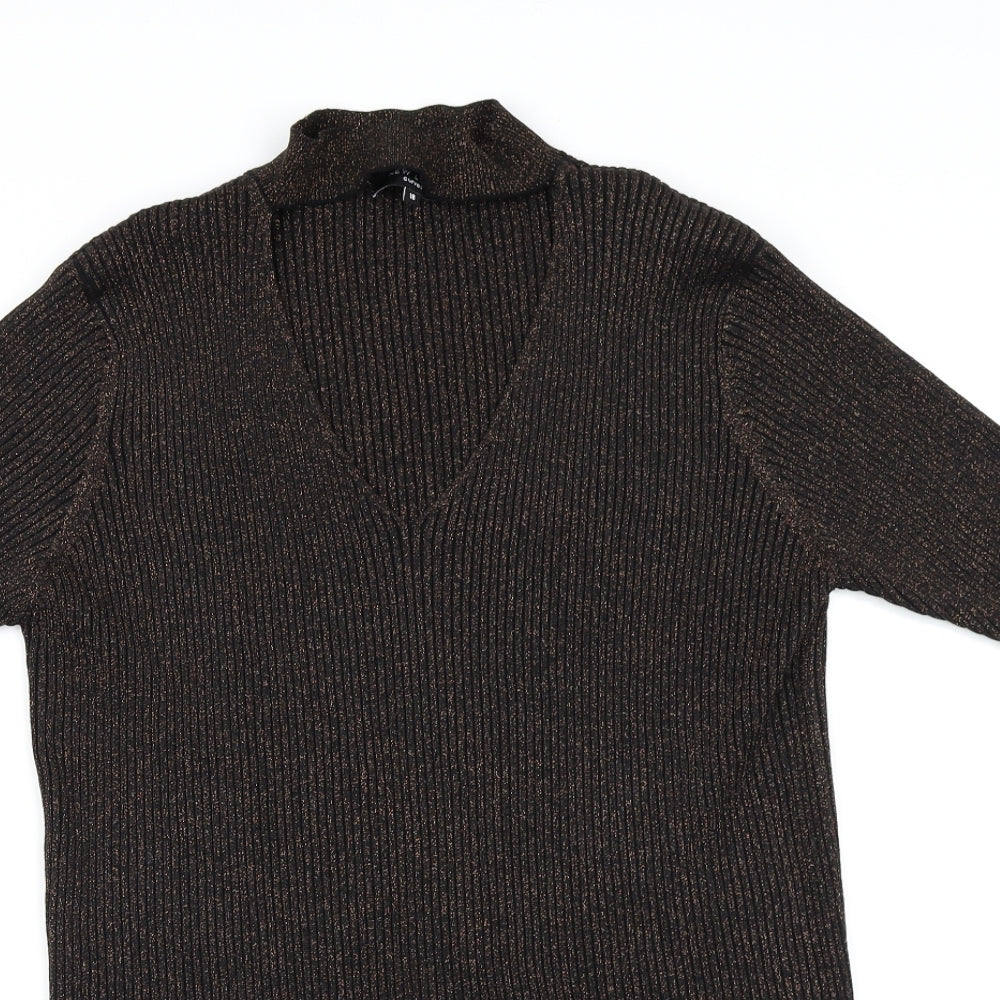 New Look Womens Brown  Knit Pullover Jumper Size 18