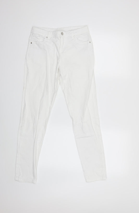 Preworn Womens White  Denim Skinny Jeans Size 26 in L28 in