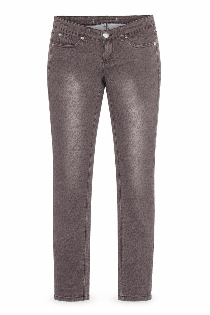 Womens Grey Animal Print Denim Skinny Jeans Size 26 in L32 in