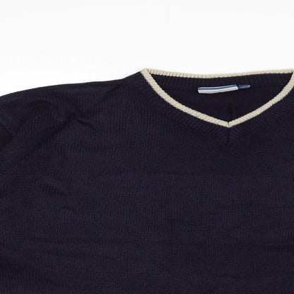 Preloved TNX Mens Blue  Knit Pullover Jumper Size L - Detail