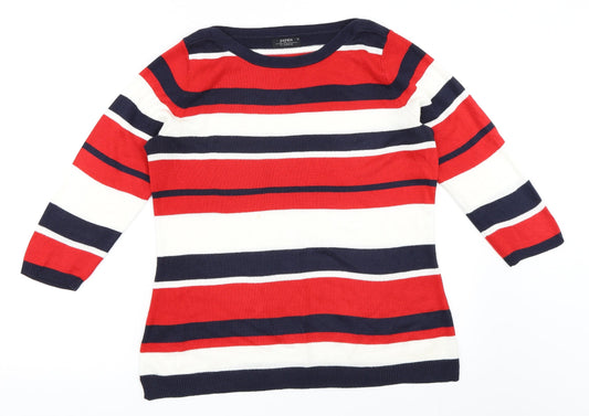 Papaya Womens Red Striped  Pullover Jumper Size 12