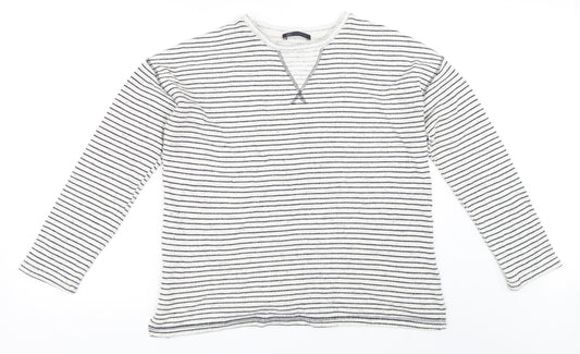 Marks and Spencer Womens White Striped  Pullover Jumper Size 12