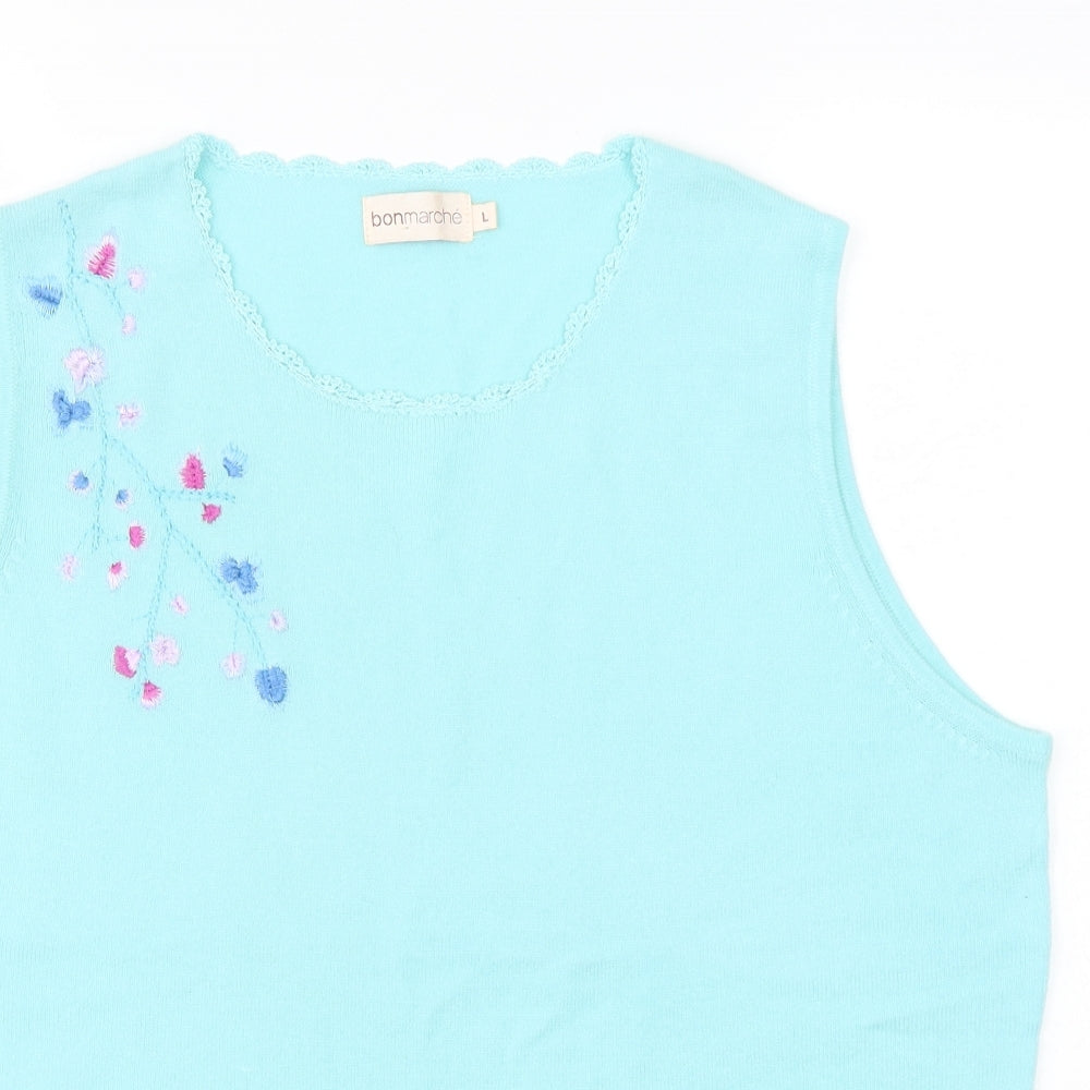 Bonmarché Womens Blue  Rayon Basic T-Shirt Size L