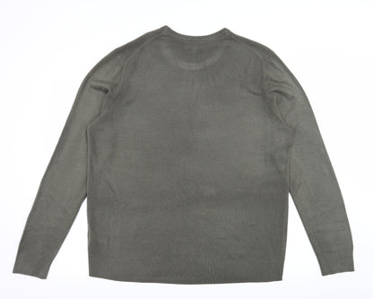 Preloved Debenhams Mens Green  Knit Pullover Jumper Size XL - Back