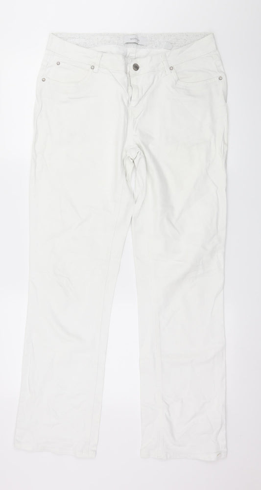 Telhlbo Womens White  Denim Straight Jeans Size 34 in L31 in