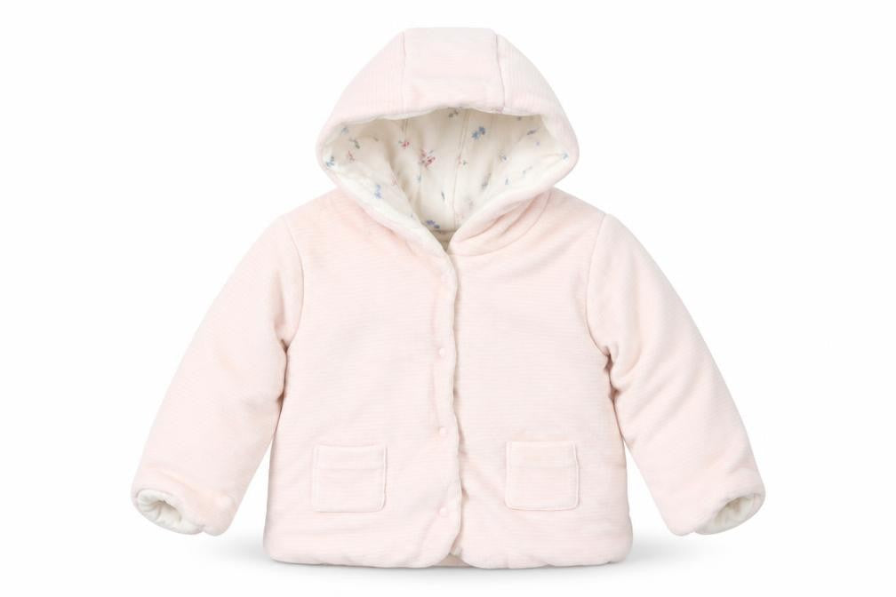 Marks & Spencer Girls Pink Striped Velour Jacket  Size 3-6 Months