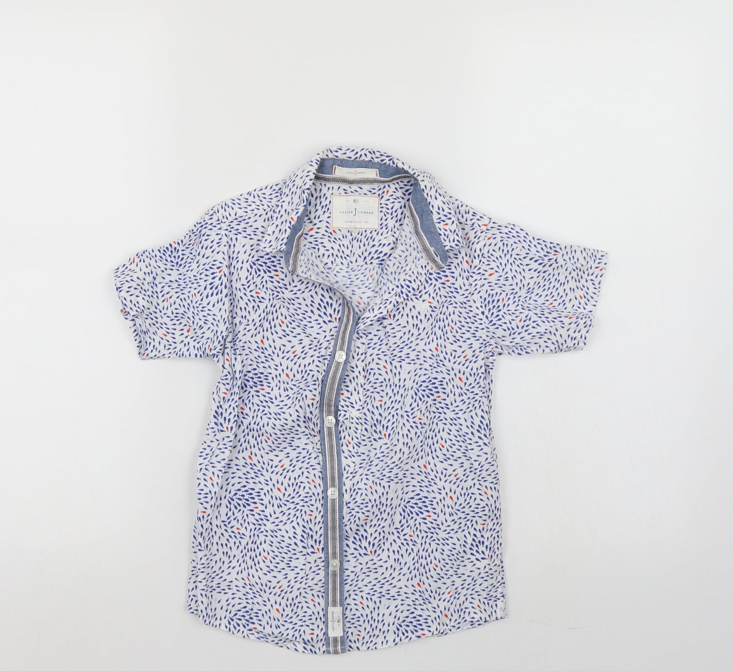 Jasper Conran Boys Blue Animal Print  Basic Button-Up Size 7 Years