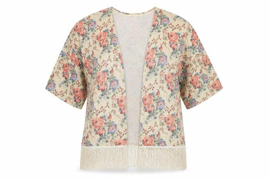 Atmosphere Womens Beige Floral Knit Cardigan Jumper Size 6