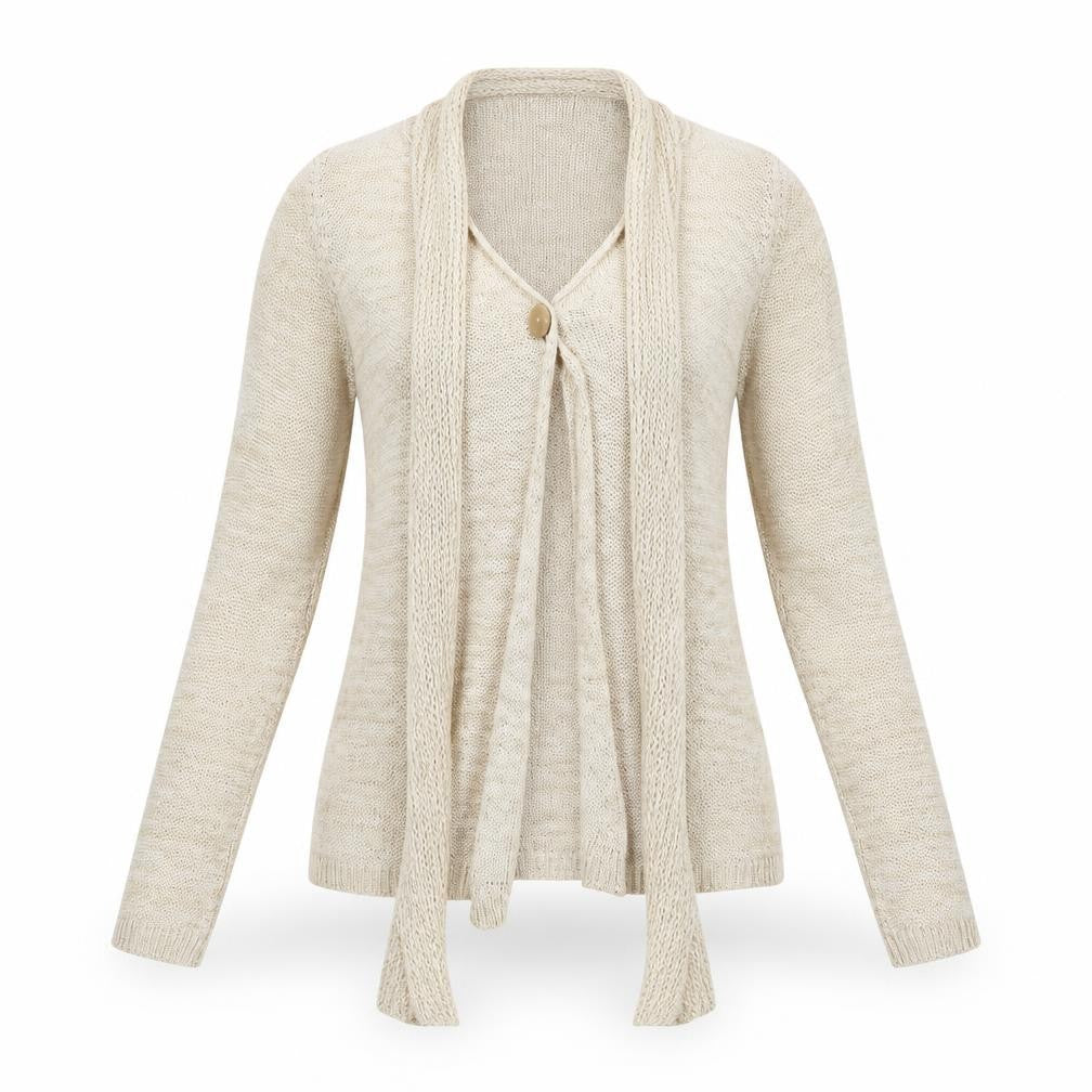 Marks & Spencer Womens Beige  Knit Cardigan Jumper Size 14  - attached scarf