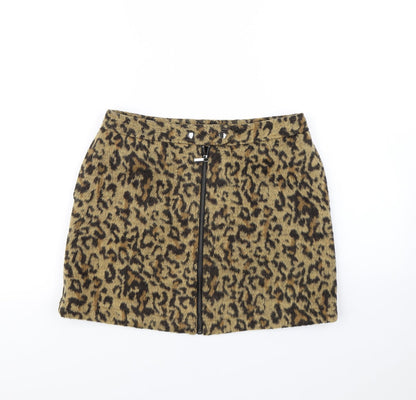 Preloved NEXT  Womens Brown Animal Print  Mini Skirt Size 10 - Front