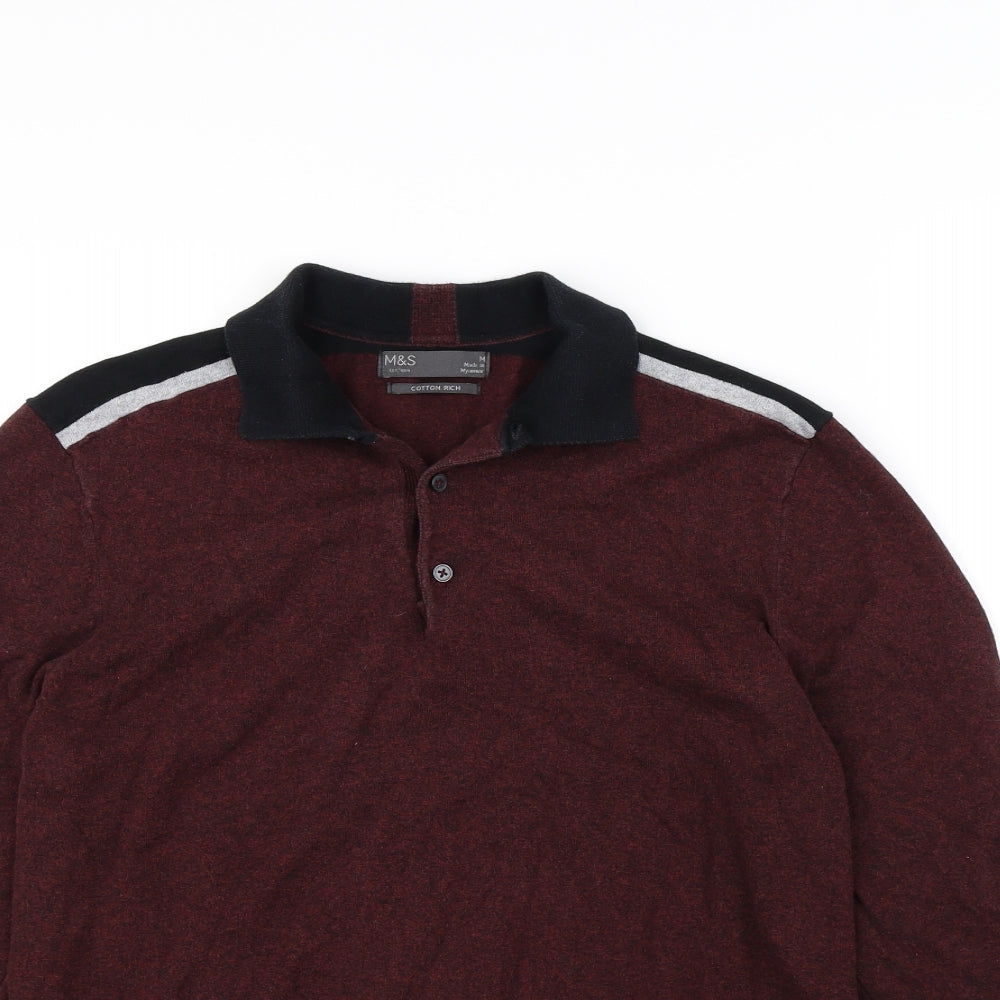 M&S Mens Red   Pullover Jumper Size M