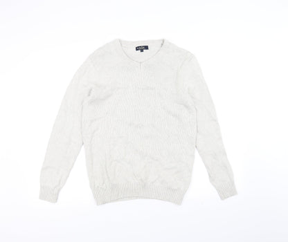 Preloved Easy Mens White  Knit Pullover Jumper Size S - Front