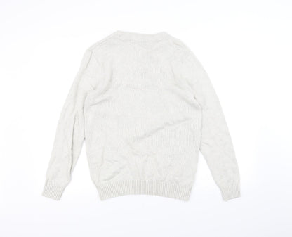 Preloved Easy Mens White  Knit Pullover Jumper Size S - Back