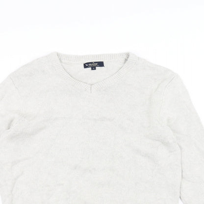 Preloved Easy Mens White  Knit Pullover Jumper Size S - Detail