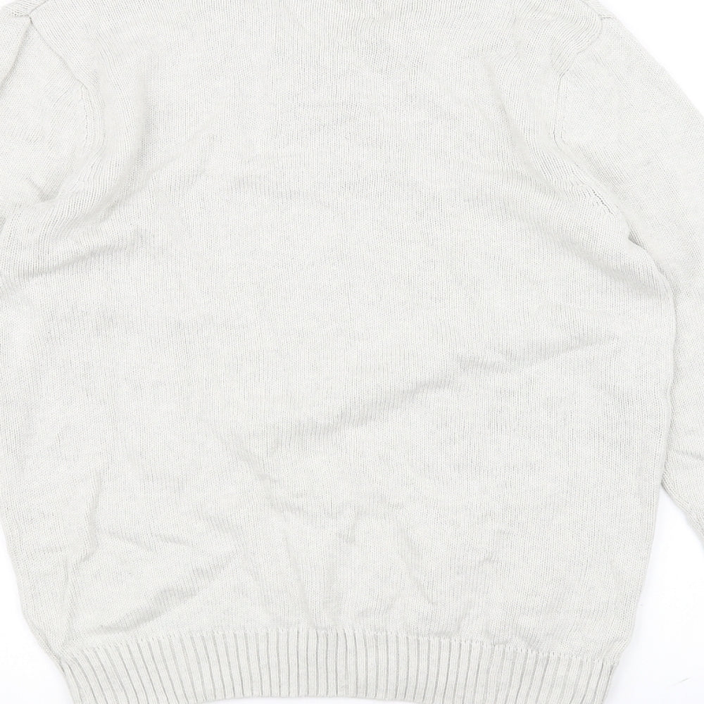 Easy Mens White  Knit Pullover Jumper Size S