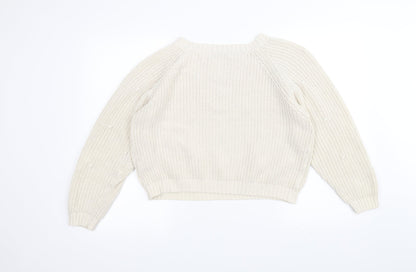 Next Womens White  Knit Pullover Jumper Size M