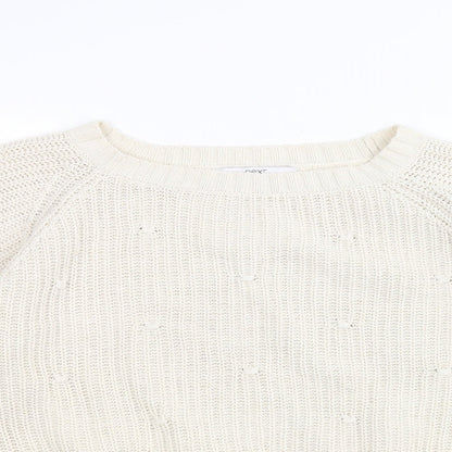 Next Womens White  Knit Pullover Jumper Size M