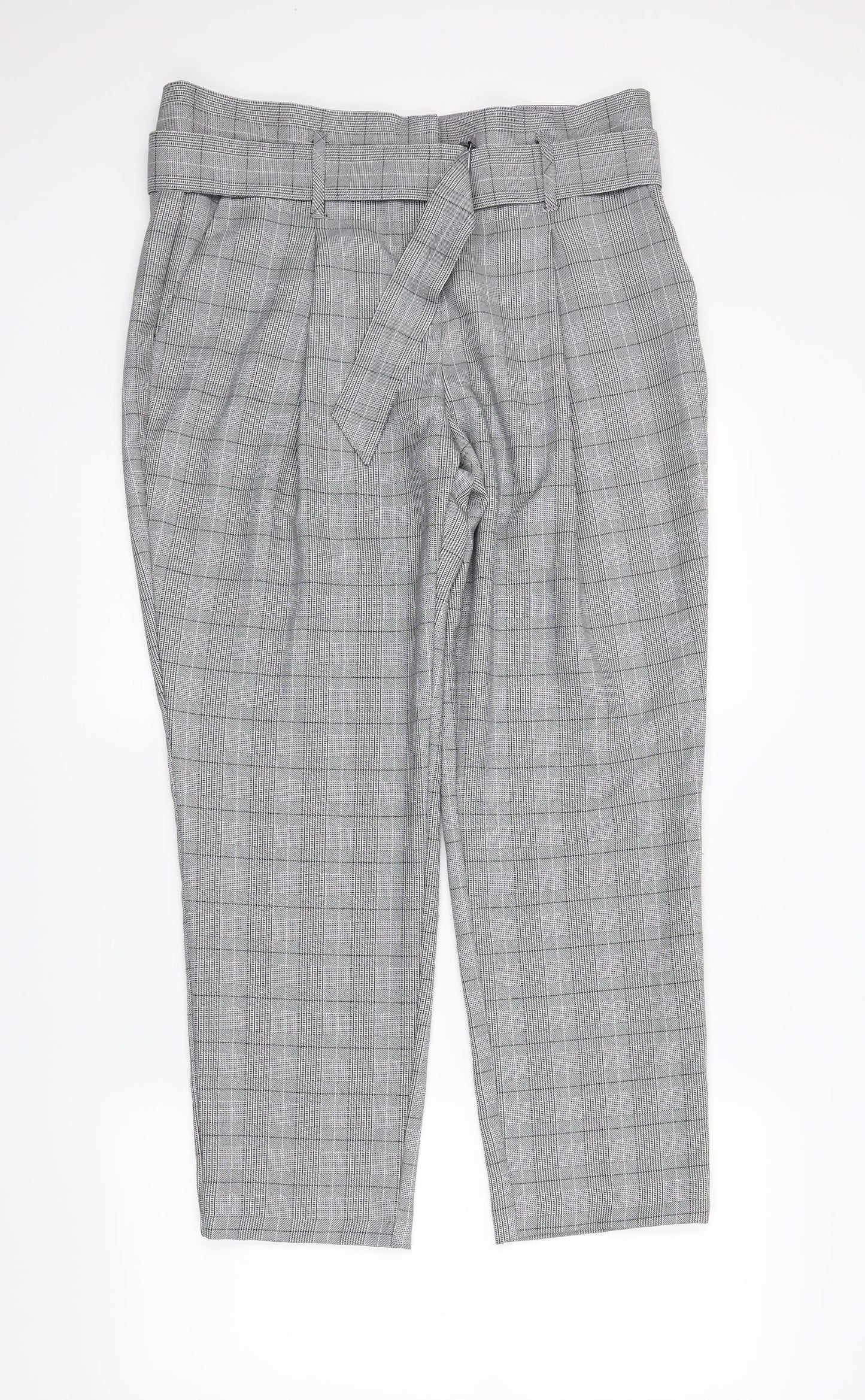 Dorothy Perkins Womens Black Plaid  Trousers  Size 14 L26 in
