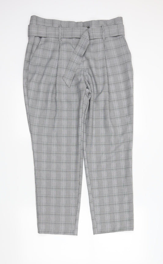 Dorothy Perkins Womens Black Plaid  Trousers  Size 14 L26 in
