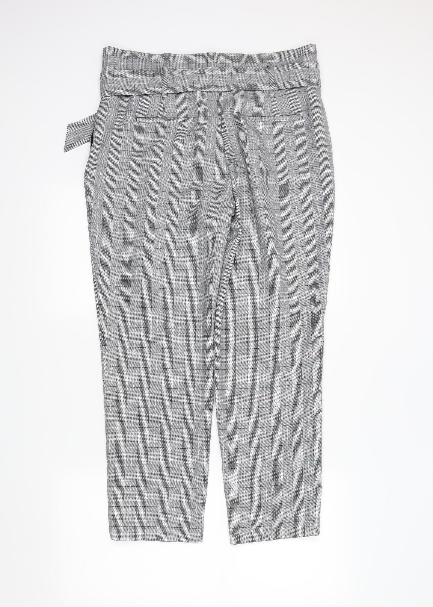 Dorothy Perkins Womens Black Plaid  Trousers  Size 14 L26 in
